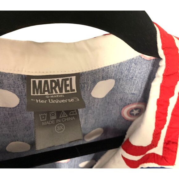 Her Universe Captain America WOmens Size 3X Midi Dress Rockabilly Pin Up Retro B - Picture 3 of 4